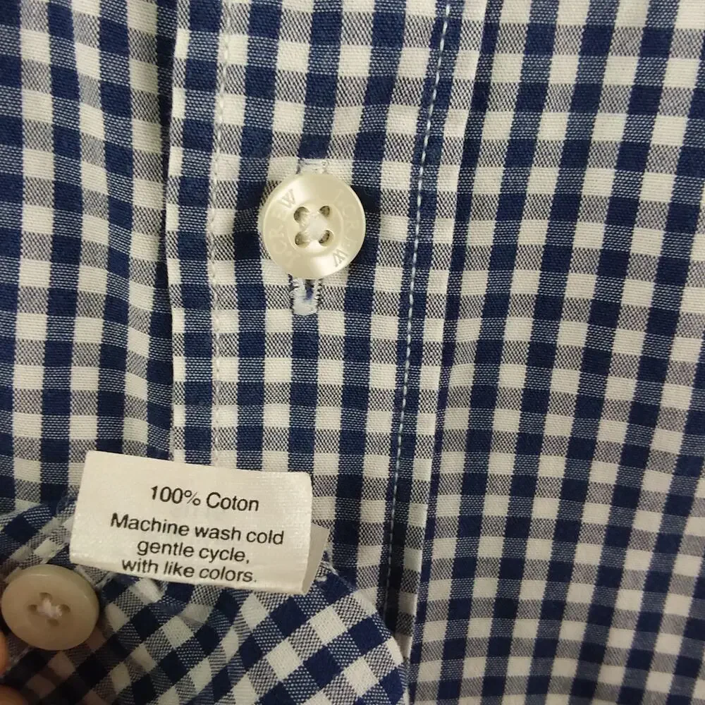 J. Crew Button Down Classic Shirt Men's‎ XL Blue & White Gingham Check Gorpcore